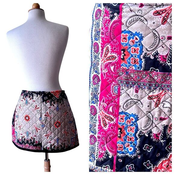 Zara Vibrant Colorful Quilted Boho Hippie Mini Skirt - Large - Picture 3 of 10